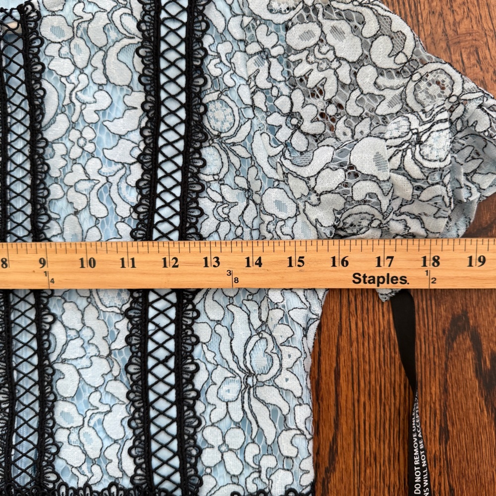 PrettyLittleThing Women’s Dusty Blue Lace Ruffle‎ Detail Midi Dress Size 8 New - Picture 10 of 15